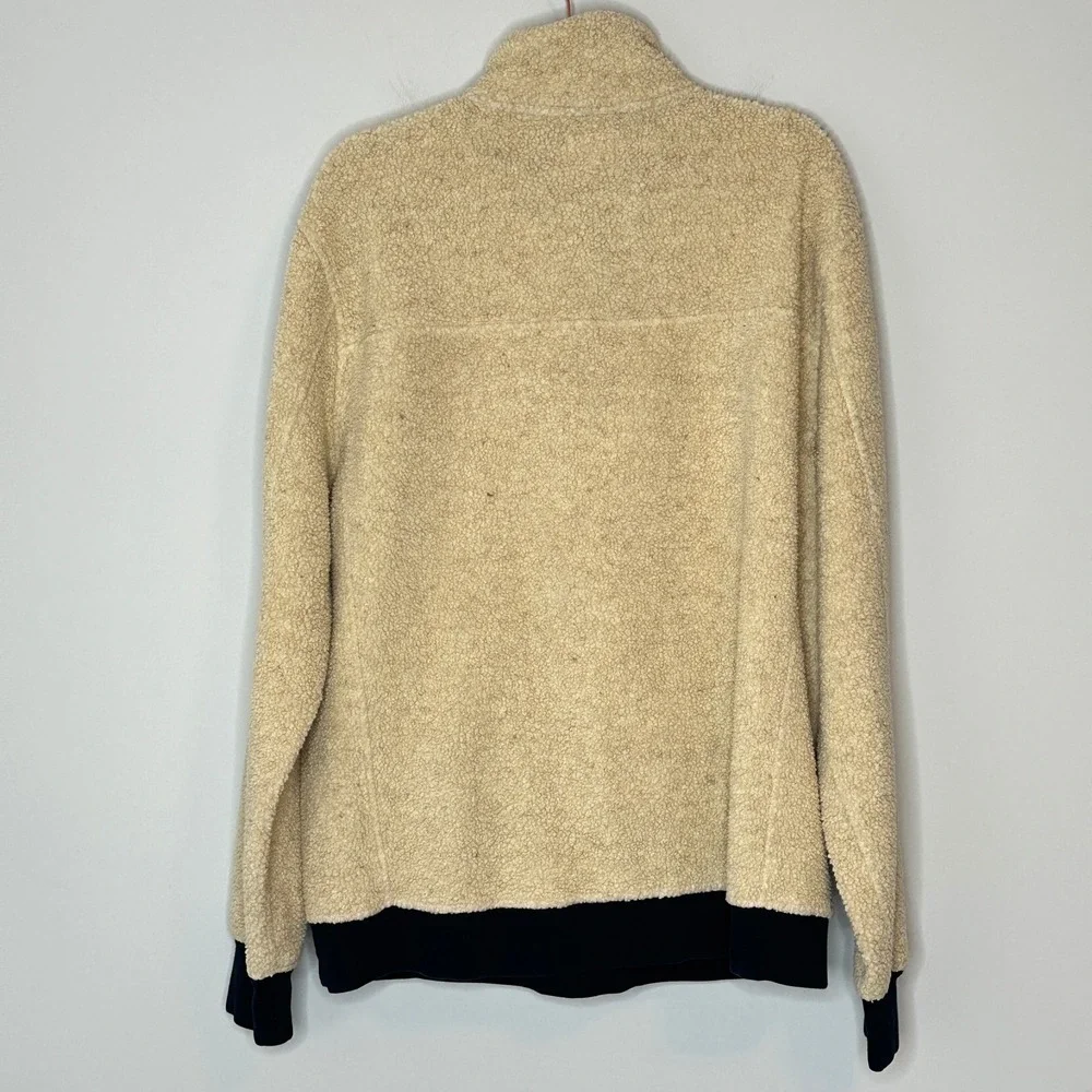 J. Crew Mens XL Pullover Fleece Button Sherpa‎ Sweater The Sporting Life Beige